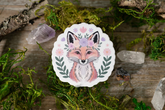 Floral Fox Vinyl Sticker