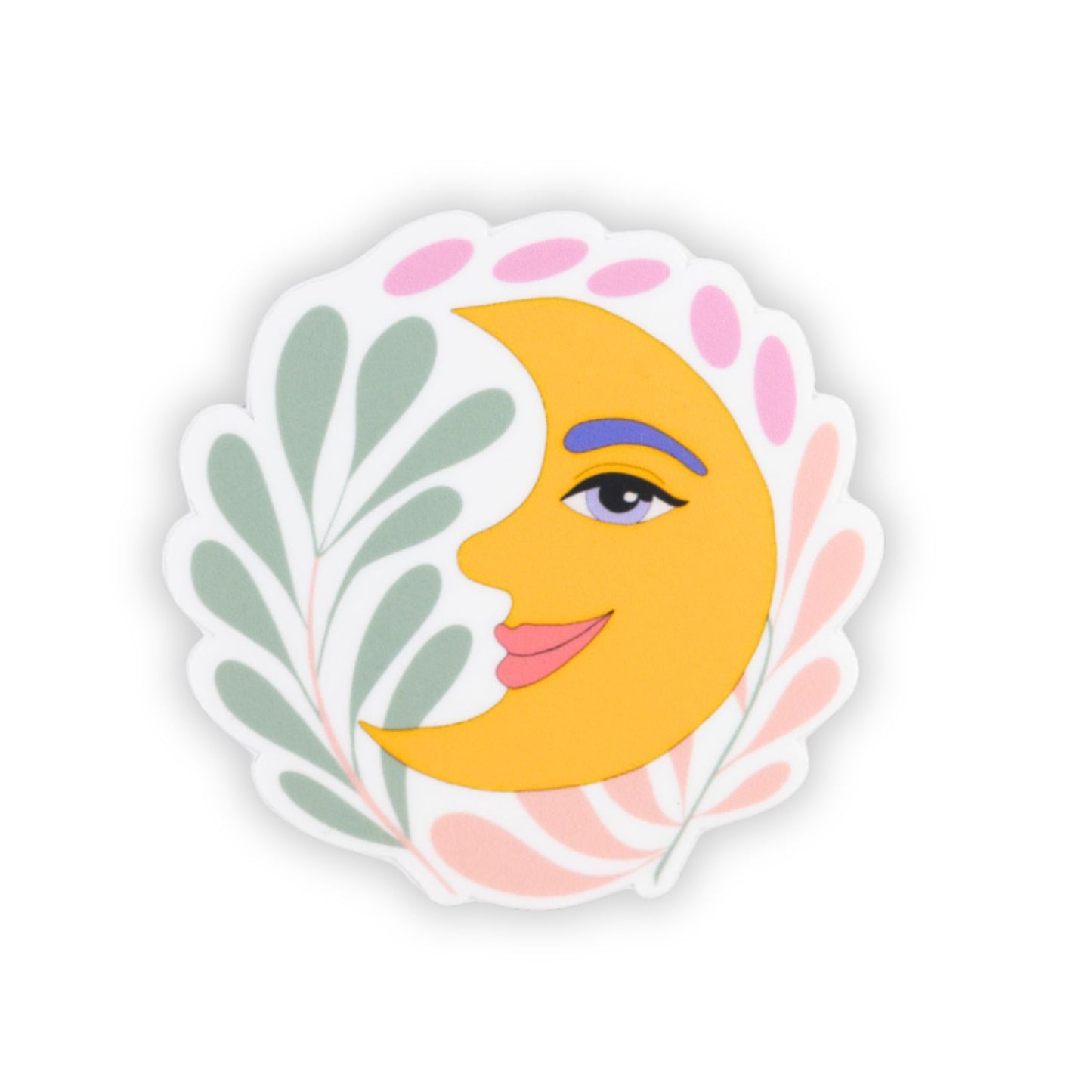 Smiling Crescent Moon Vinyl Sticker