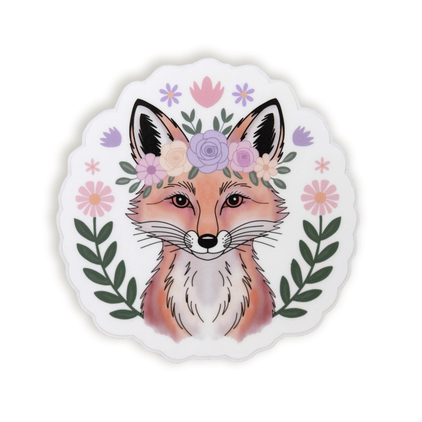 Floral Fox Vinyl Sticker