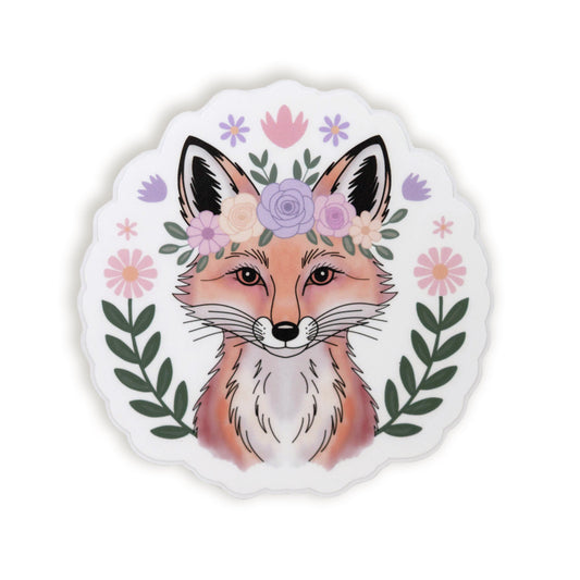 Floral Fox Vinyl Sticker