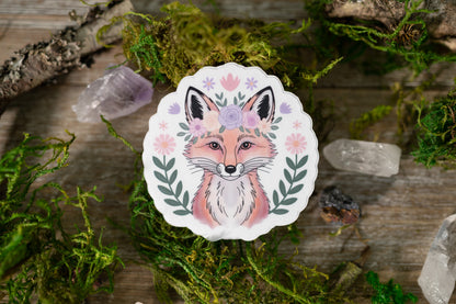 Floral Fox Vinyl Sticker